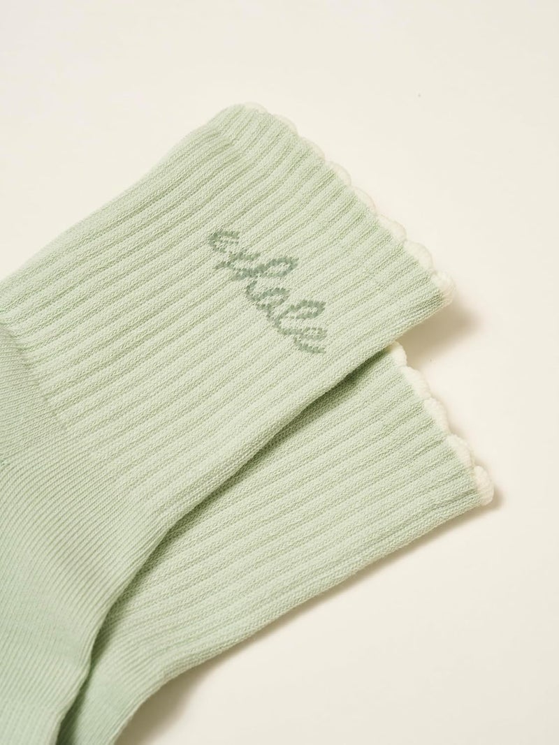 Shapes Studio Crew Half Calf Grip Socks, Cutest Fruits Pilates Socks, Ruffle socks, Non-Slip, Barre Yoga Fitness - Image 2